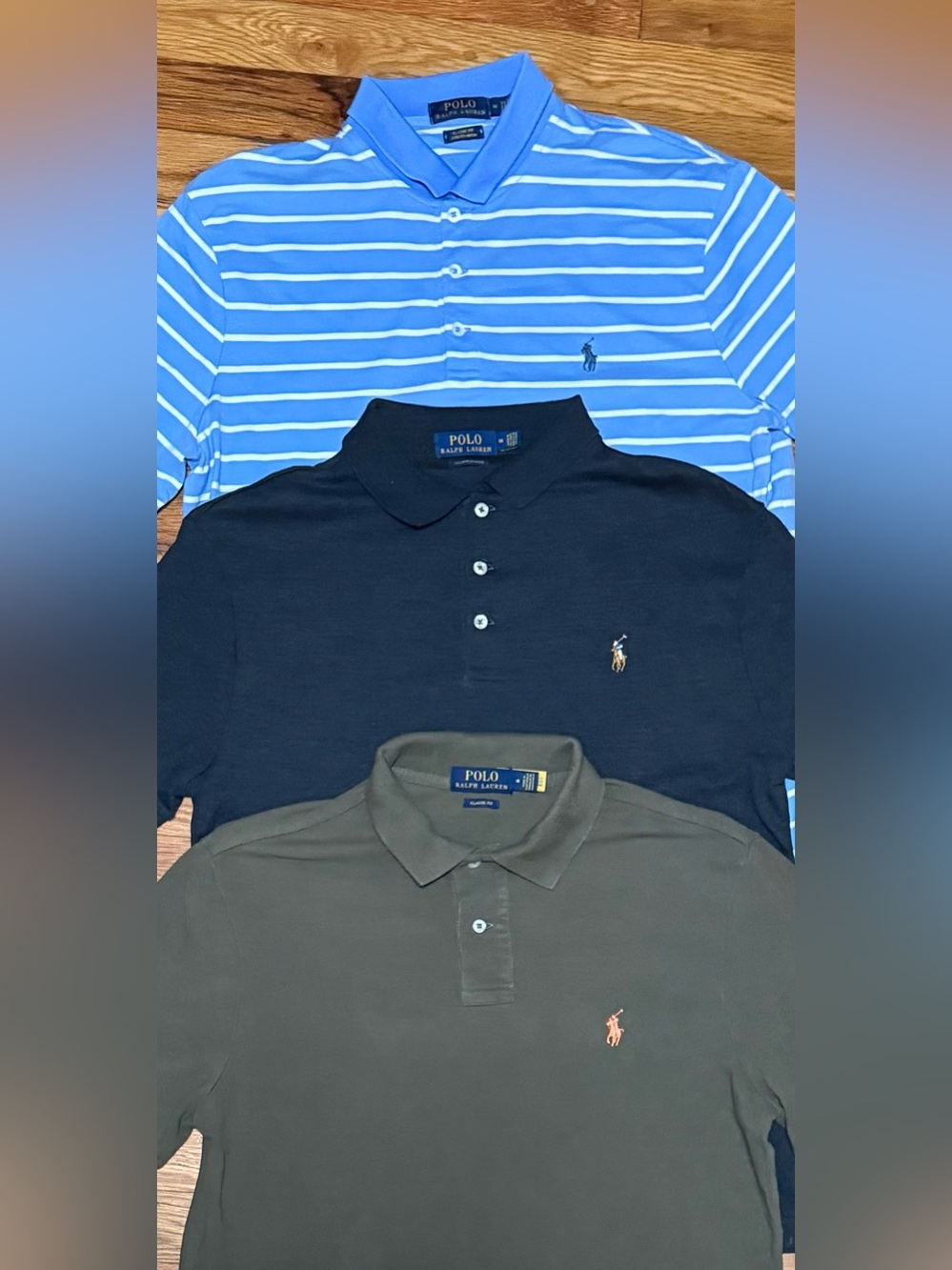 Polo Ralph Lauren Men's Medium Classic/Slim/Stretch Fit Green/Black/Blue Shirts